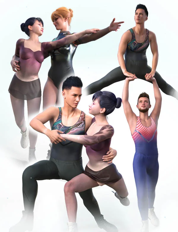 LA Pair Ice Skating Poses for Genesis 9